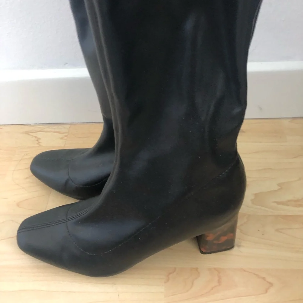 JustFab Camille Over the Knee Boot Tortoise Black 7.5